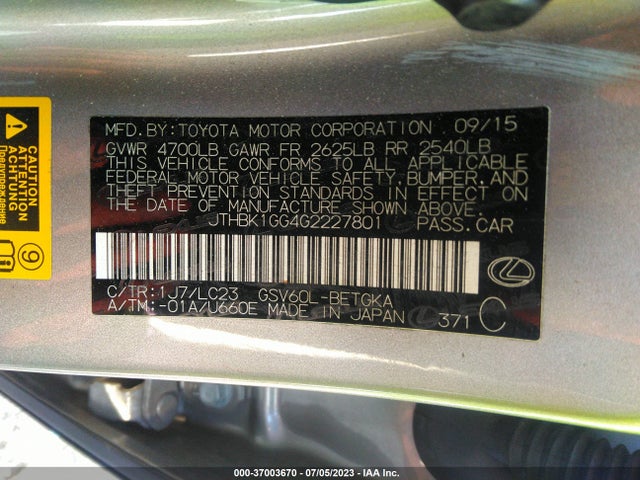 2016 Lexus ES, VIN: JTHBK1GG4G2227801