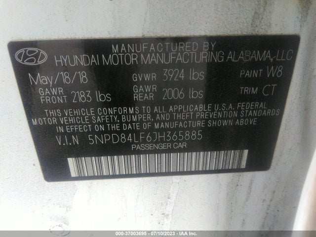 Hyundai ELANTRA SEL 2018 5NPD84LF6JH365885 Image 14
