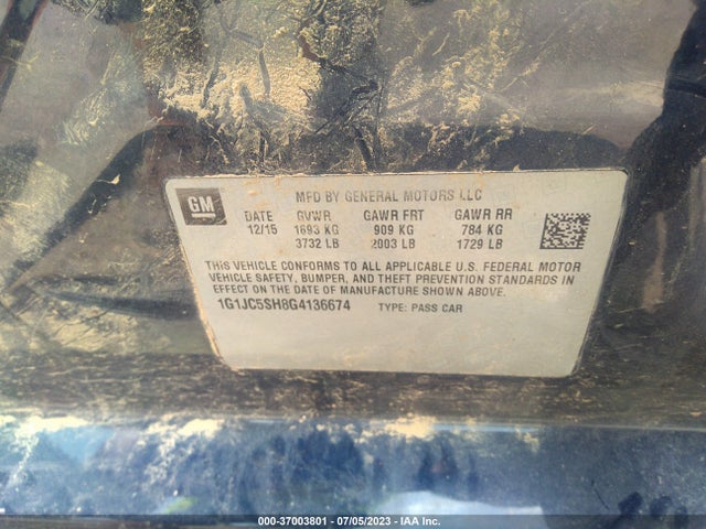 Chevrolet SONIC LT 2016 1G1JC5SH8G4136674 Image 9