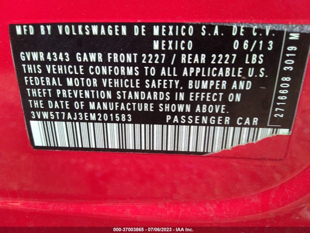 3VW5T7AJ3EM201583 Volkswagen Jetta Sedan Gli