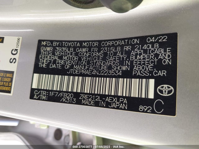 Toyota COROLLA LE 2022 JTDEPMAE4NJ223534 Image 14