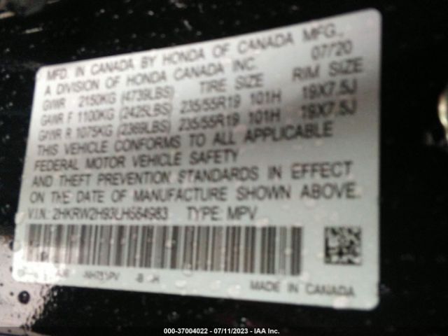 2HKRW2H93LH664983 Honda Cr-v Touring