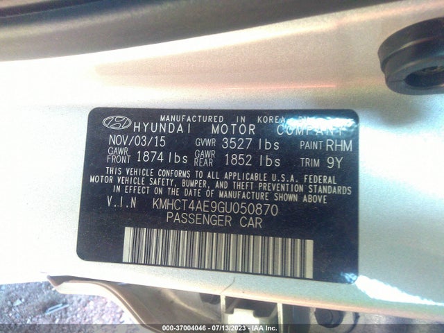 Hyundai ACCENT SE 2016 KMHCT4AE9GU050870 Image 9