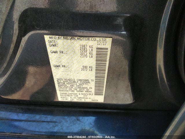 2013 NISSAN ALTIMA 3.5 SV VIN: 1N4BL3AP1DC190592