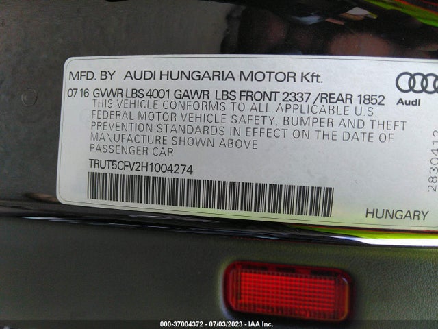 TRUT5CFV2H1004274 Audi TT ROADSTER