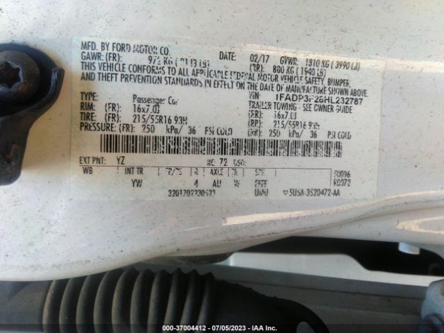 1FADP3F28HL232787 Ford FOCUS SE