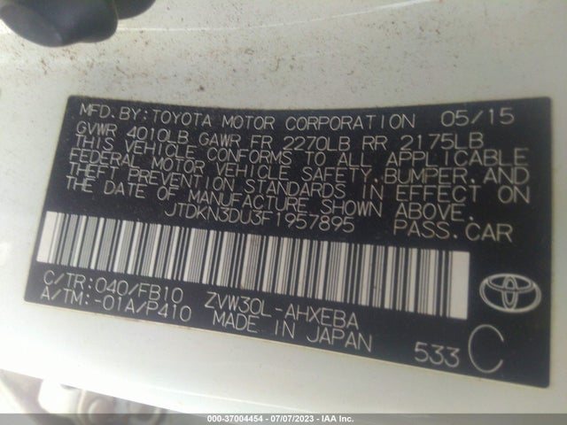 Toyota Prius Four 2015 JTDKN3DU3F1957895 Image 16