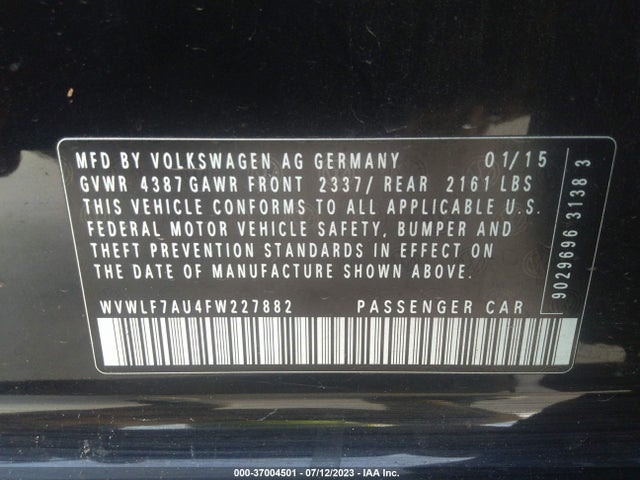 2015 Volkswagen Golf R, VIN: WVWLF7AU4FW227882