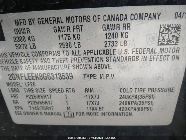 Chevrolet EQUINOX LS 2016 2GNFLEEK8G6313539 Image 9
