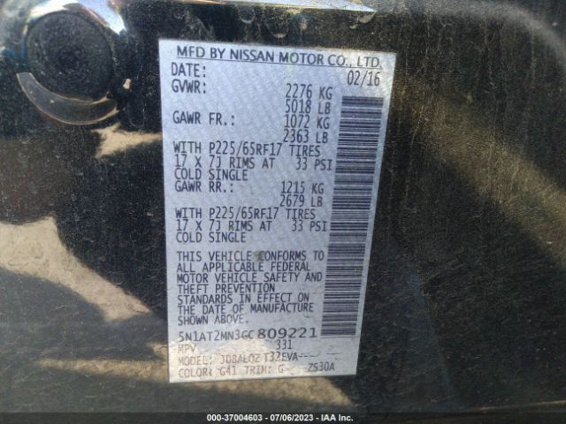 5N1AT2MN3GC809221 Nissan ROGUE SV