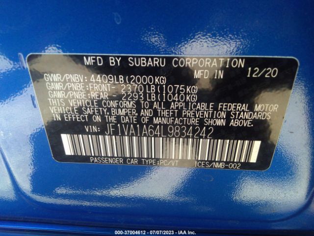 JF1VA1A64L9834242 Subaru WRX
