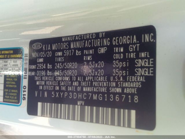 5XYP3DHC7MG136718 KIA Telluride Ex
