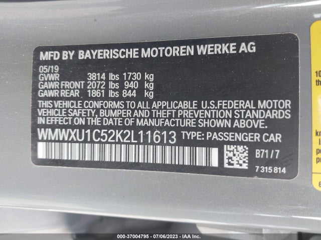 WMWXU1C52K2L11613 Mini Hardtop 4 Door Cooper