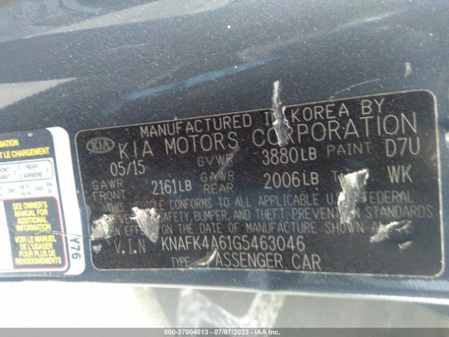 KNAFK4A61G5463046 KIA FORTE LX