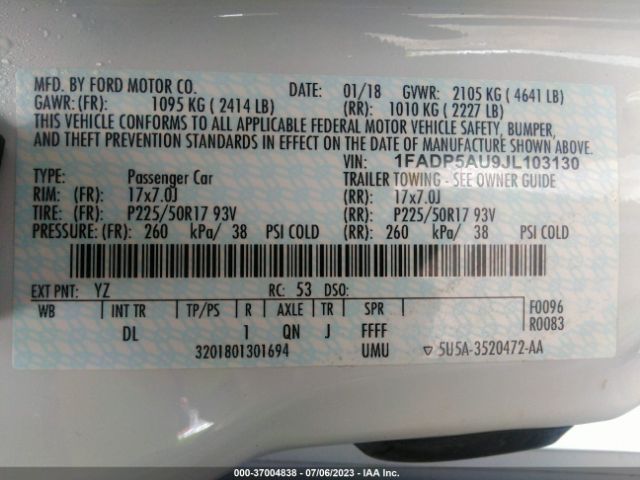 1FADP5AU9JL103130 Ford C-max Hybrid Se