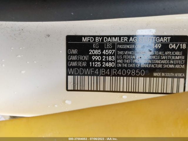 WDDWF4JB4JR409850 Mercedes-Benz C-class C 300