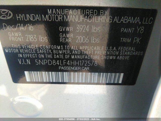 Hyundai ELANTRA SE 2017 5NPD84LF4HH172578 Image 14