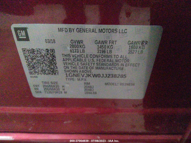 Chevrolet Traverse Premier 2018 1GNEVJKW0JJ238285 Image 16