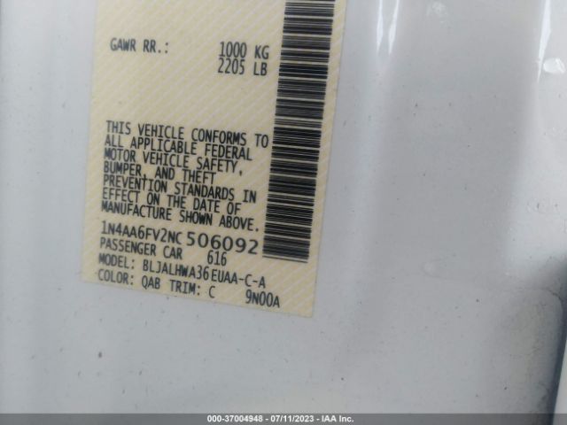 1N4AA6FV2NC506092 Nissan Maxima Platinum