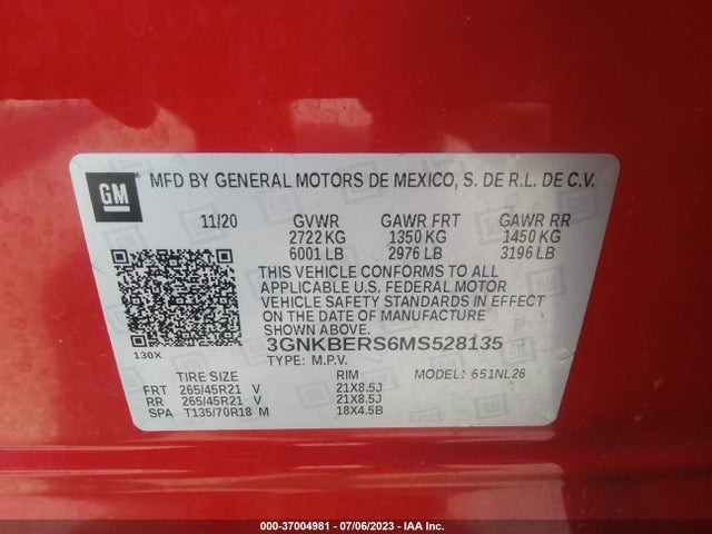 Chevrolet BLAZER RS 2021 3GNKBERS6MS528135 Image 9