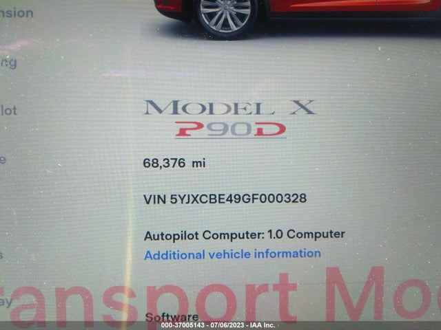 Tesla Model X P90d/75d/p100d 2016 5YJXCBE49GF000328 Image 14