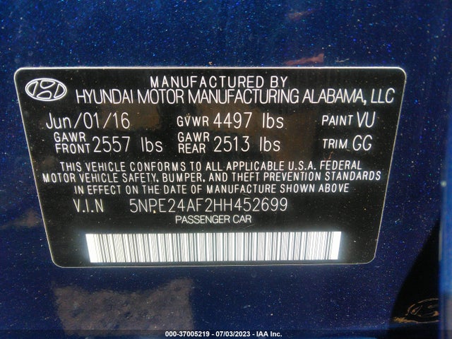 Hyundai SONATA SE 2017 5NPE24AF2HH452699 Image 9