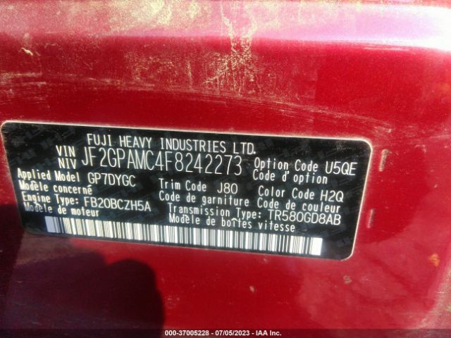 JF2GPAMC4F8242273 Subaru Xv Crosstrek Limited