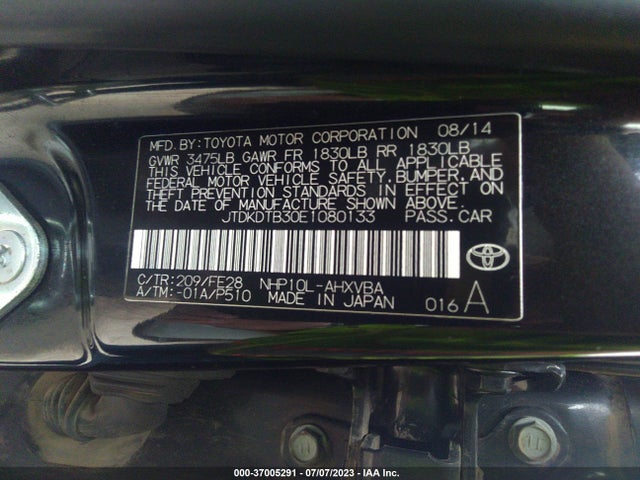 Toyota Prius C One/three/two/four 2014 JTDKDTB30E1080133 Image 11
