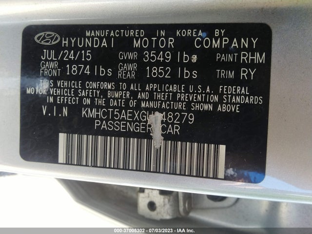 Hyundai ACCENT SE 2016 KMHCT5AEXGU248279 Image 9