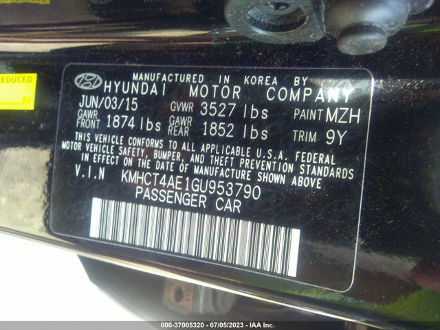 2016 HYUNDAI ACCENT SE VIN: KMHCT4AE1GU953790
