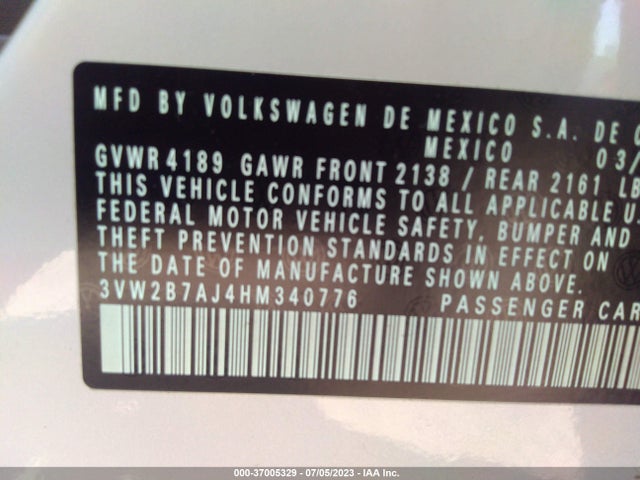 3VW2B7AJ4HM340776 Volkswagen Jetta 1.4t S
