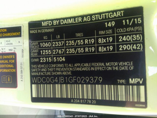 WDC0G4JB1GF029379 Mercedes-Benz Glc Glc 300