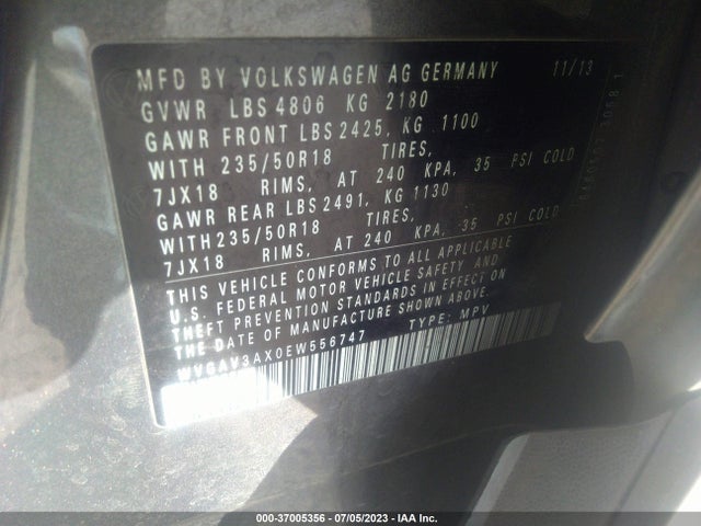 WVGAV3AX0EW556747 Volkswagen TIGUAN SE