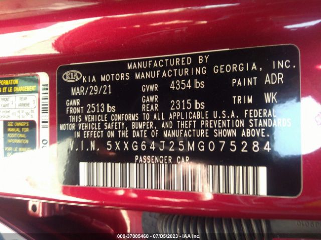5XXG64J25MG075284 KIA K5 Gt-line