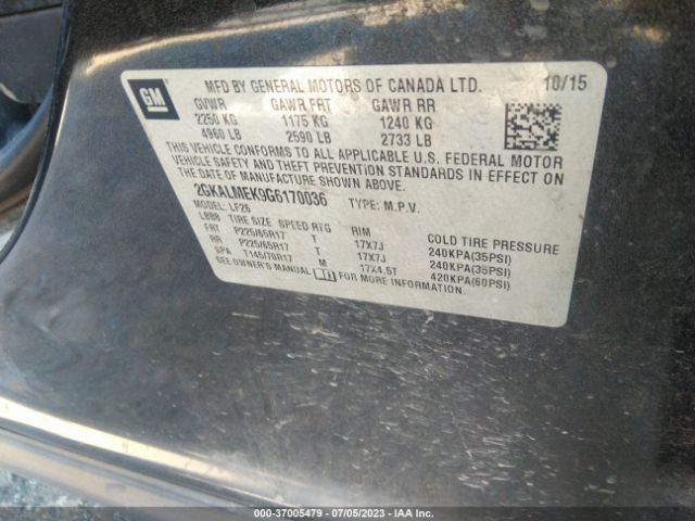 2GKALMEK9G6170036 GMC Terrain Sle