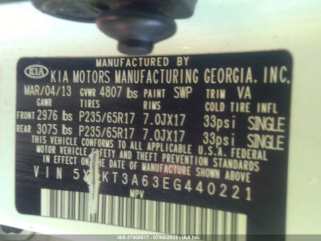 5XYKT3A63EG440221 KIA SORENTO LX