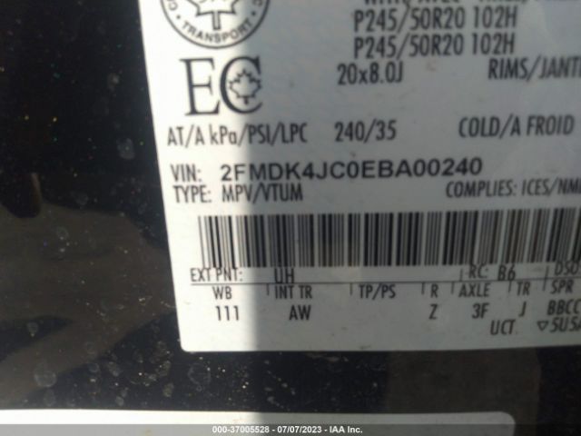 2FMDK4JC0EBA00240 Ford EDGE SEL