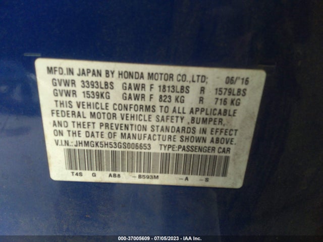 Honda FIT LX 2016 JHMGK5H53GS006653 Image 9