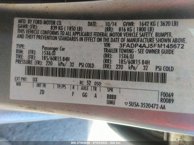 Ford FIESTA S 2015 3FADP4AJ5FM145672 Image 9