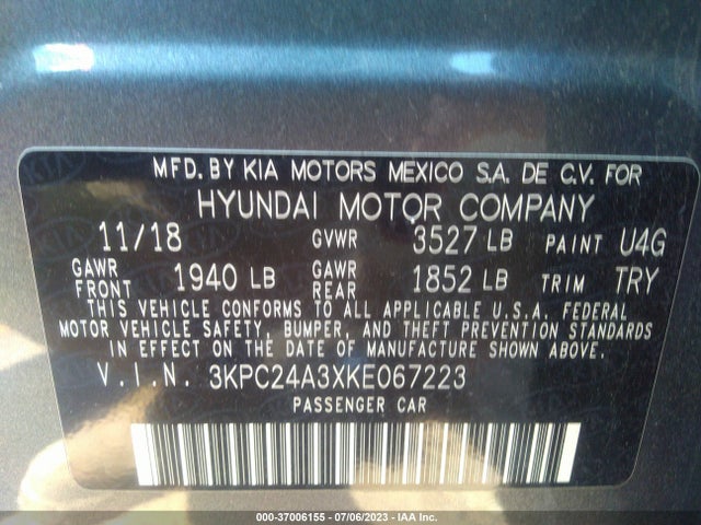 Hyundai ACCENT SE 2019 3KPC24A3XKE067223 Image 9