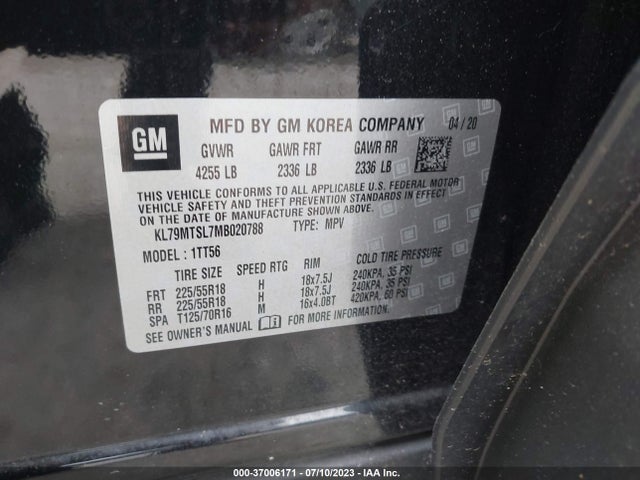 Chevrolet Trailblazer Rs 2021 KL79MTSL7MB020788 Image 9