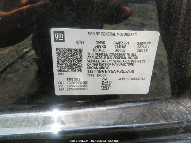 2022 GMC Sierra 3500HD, VIN: 1GT49VEY5NF355768