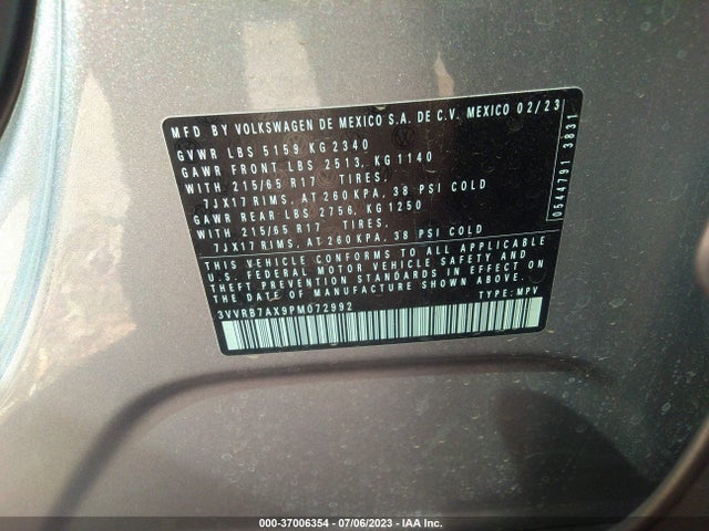 3VVRB7AX9PM072992 Volkswagen TIGUAN S