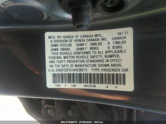 2HGFC2F51HH538215 Honda Civic Sedan Lx