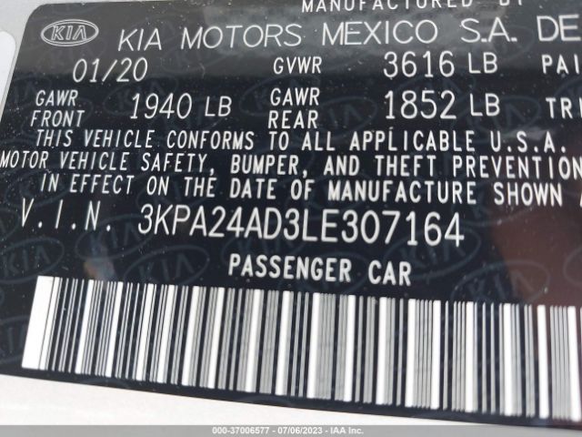 3KPA24AD3LE307164 KIA RIO S