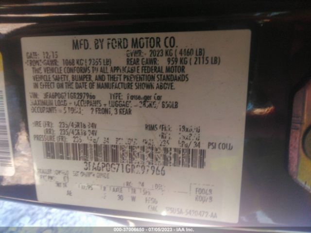 3FA6P0G71GR297966 Ford FUSION S