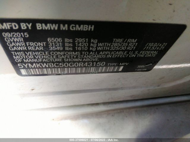 5YMKW8C50G0R43150 BMW X6 M