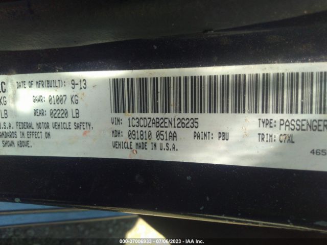 1C3CDZAB2EN126235 Dodge AVENGER SE