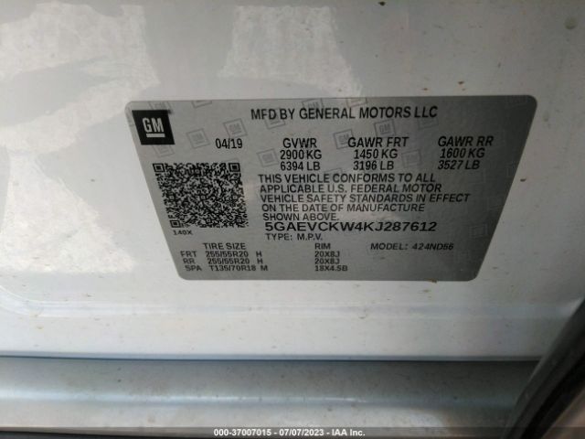 5GAEVCKW4KJ287612 Buick Enclave Avenir