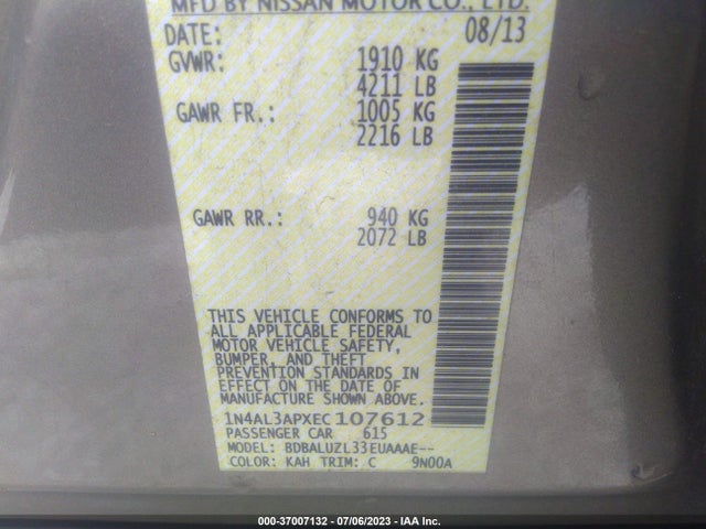 Nissan Altima 2.5 Sv 2014 1N4AL3APXEC107612 Image 9
